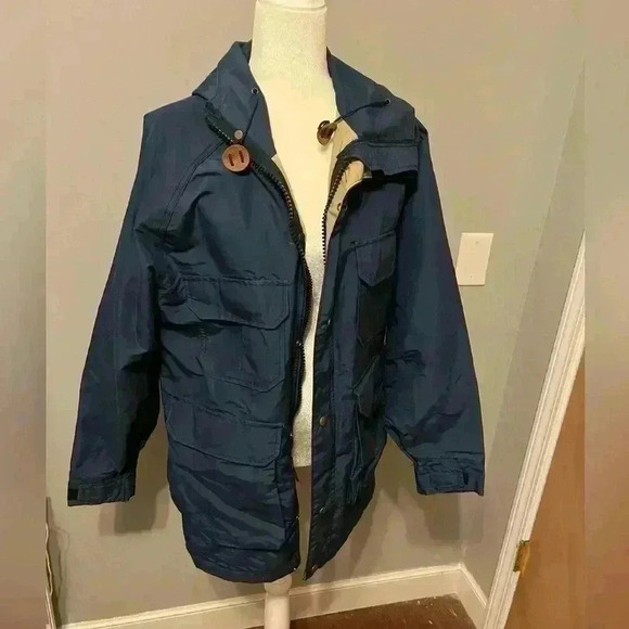 Woolrich Mens Parka Jacket Shell 1527 Hooded Cotton
Lined Navy Blue Small - Picture 1 of 11